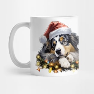 Lazy Australian Shepherd Dog at Christmas Mug